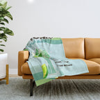 Gin and Tonic Retro Cocktail - Aqua blue green Throw Blanket Gallery Image 1