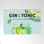 Gin and Tonic Retro Cocktail - Aqua blue green Welcome Mat Gallery Image 1