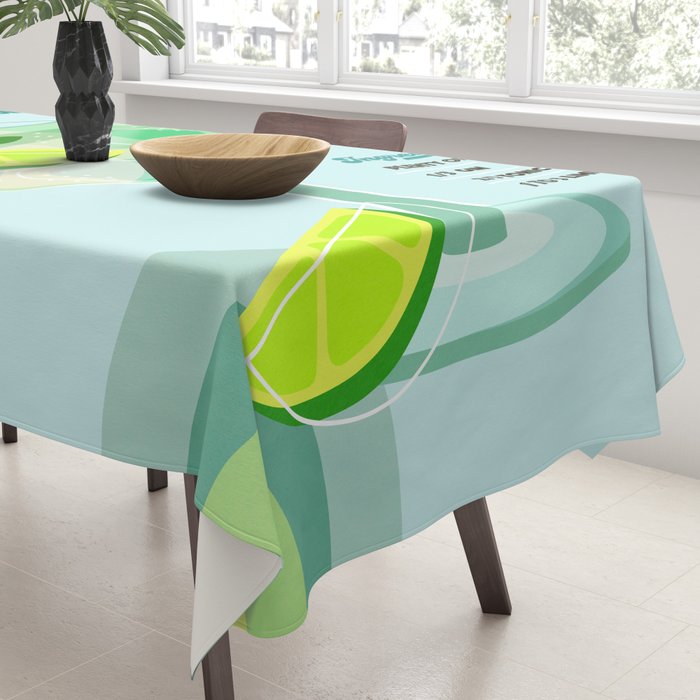 Gin and Tonic Retro Cocktail - Aqua blue green Tablecloth Gallery Image 3