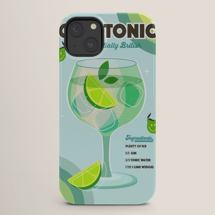 Gin and Tonic Retro Cocktail - Aqua blue green iPhone Case Gallery Image 26