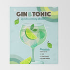Gin and Tonic Retro Cocktail - Aqua blue green Throw Blanket Gallery Image 2