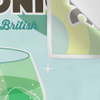 Gin and Tonic Retro Cocktail - Aqua blue green Wall Tapestry Gallery Image 3