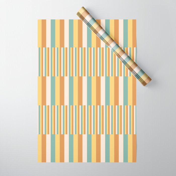 Mixed Stripes Pattern VII Retro Summer Wrapping Paper Gallery Image 1
