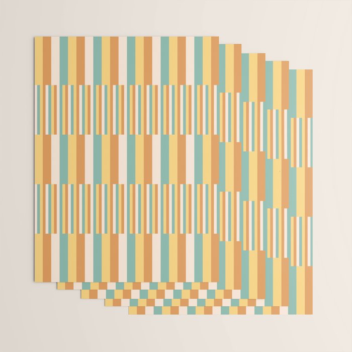 Mixed Stripes Pattern VII Retro Summer Wrapping Paper Gallery Image 3