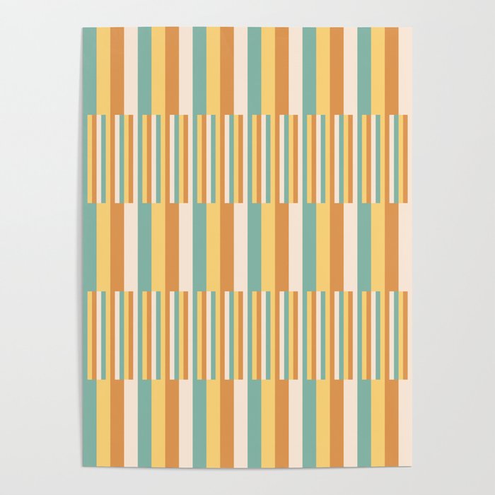 Mixed Stripes Pattern VII Retro Summer Poster Gallery Image 4