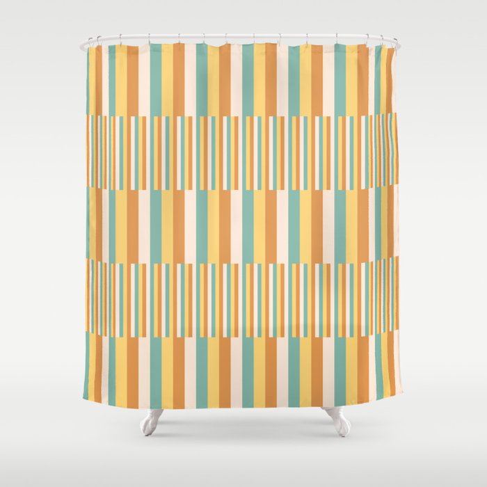Mixed Stripes Pattern VII Retro Summer Shower Curtain Gallery Image 1