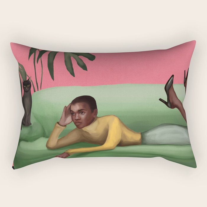 Martini and Monstera Rectangular Pillow Gallery Image 2