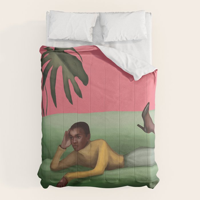Martini and Monstera Comforter Gallery Image 1