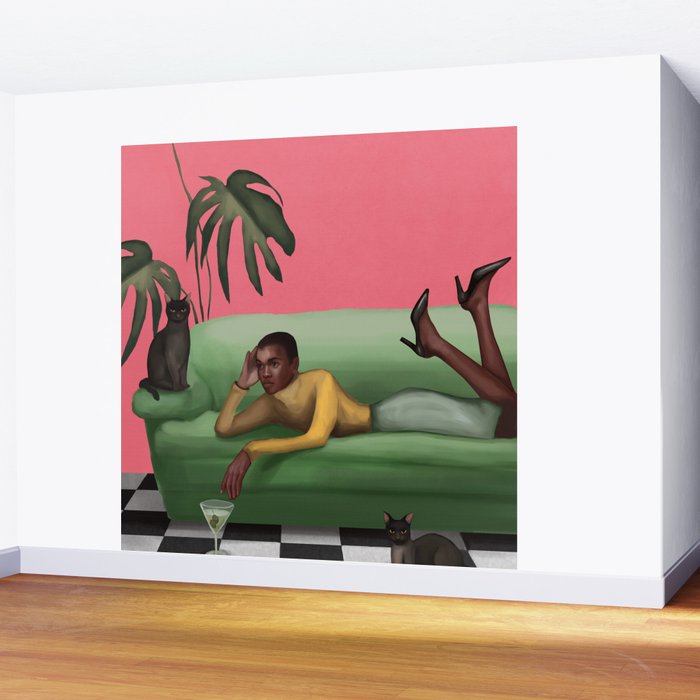 Martini and Monstera Wall Mural Gallery Image 2