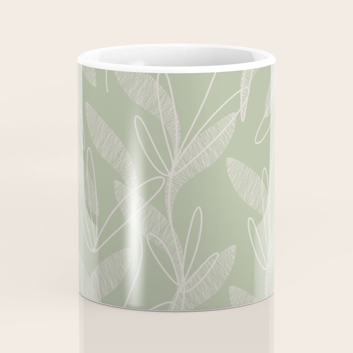 Retro Botanical Pattern Sage Green Coffee Mug Gallery Image 4