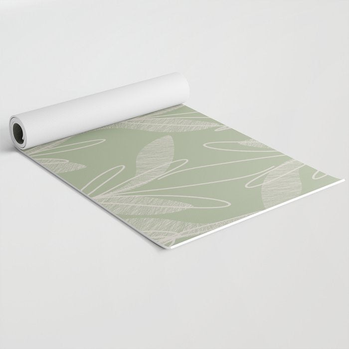 Retro Botanical Pattern Sage Green Yoga Mat Gallery Image 2