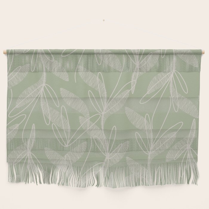 Retro Botanical Pattern Sage Green Wall Hanging Gallery Image 1