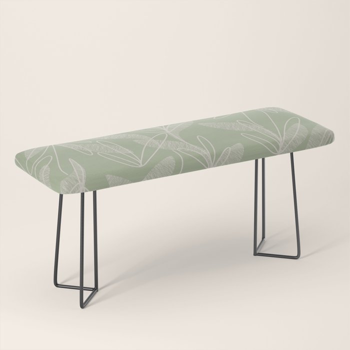 Retro Botanical Pattern Sage Green Bench Gallery Image 1