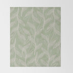 Retro Botanical Pattern Sage Green Throw Blanket Gallery Image 2