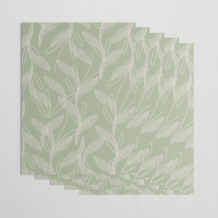 Retro Botanical Pattern Sage Green Wrapping Paper Gallery Image 3
