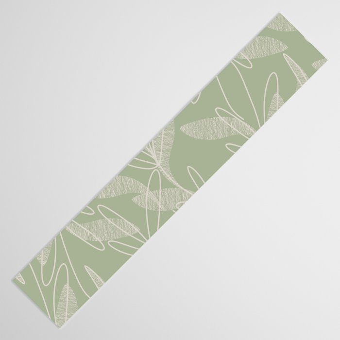 Retro Botanical Pattern Sage Green Table Runner Gallery Image 3