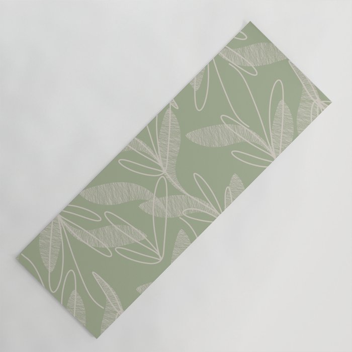 Retro Botanical Pattern Sage Green Yoga Mat Gallery Image 1