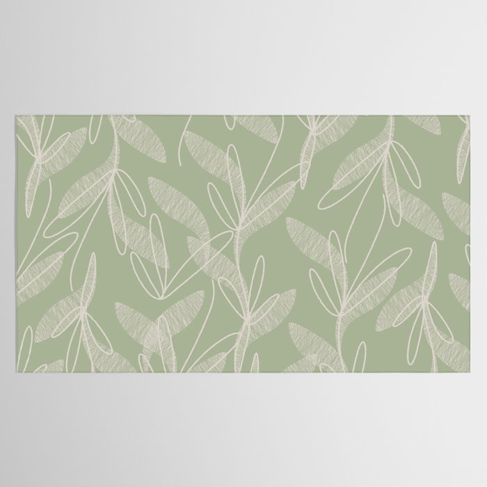 Retro Botanical Pattern Sage Green Tablecloth Gallery Image 2