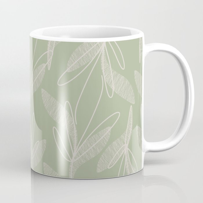 Retro Botanical Pattern Sage Green Coffee Mug Gallery Image 1
