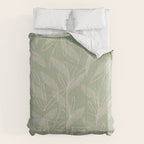 Retro Botanical Pattern Sage Green Comforter Gallery Image 6