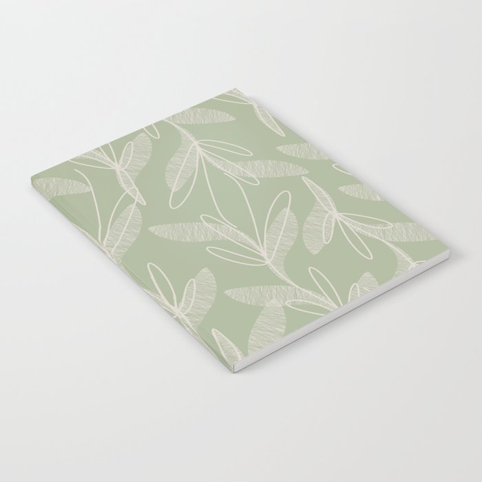 Retro Botanical Pattern Sage Green Notebook Gallery Image 1