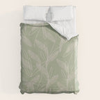 Retro Botanical Pattern Sage Green Duvet Cover Gallery Image 6