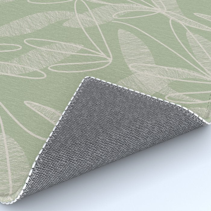 Retro Botanical Pattern Sage Green Rug Gallery Image 4