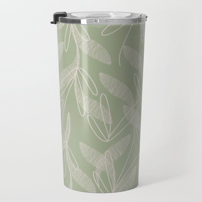 Retro Botanical Pattern Sage Green Travel Mug Gallery Image 3