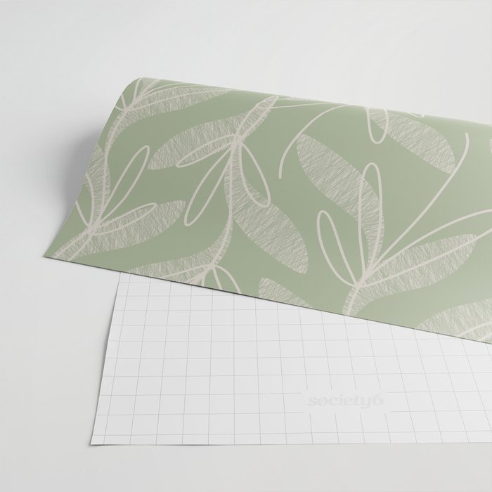 Retro Botanical Pattern Sage Green Wrapping Paper Gallery Image 2