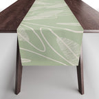 Retro Botanical Pattern Sage Green Table Runner Gallery Image 1
