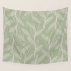 Retro Botanical Pattern Sage Green Wall Tapestry Gallery Image 4