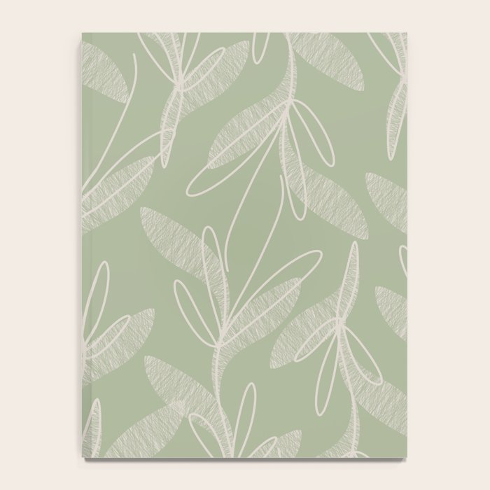 Retro Botanical Pattern Sage Green Notebook Gallery Image 4