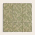 Retro Botanical Pattern Sage Green Wood Wall Art Gallery Image 1