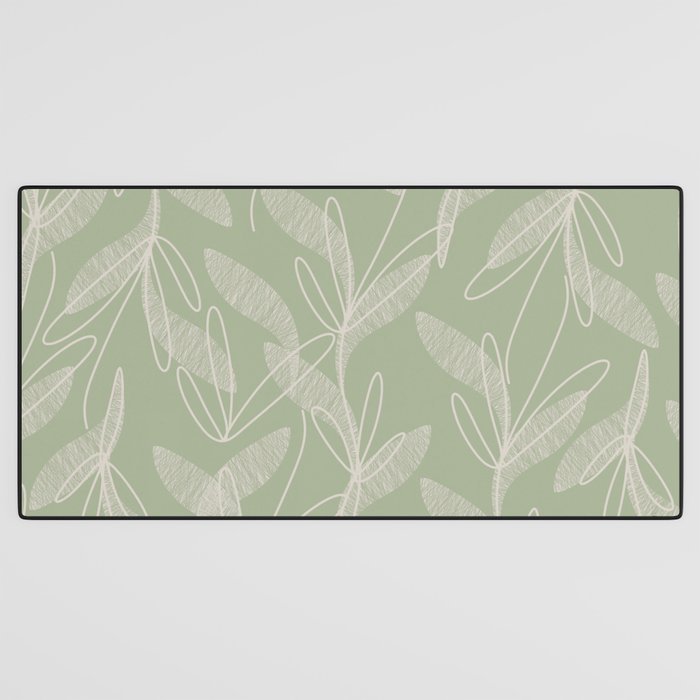 Retro Botanical Pattern Sage Green Desk Mat Gallery Image 3