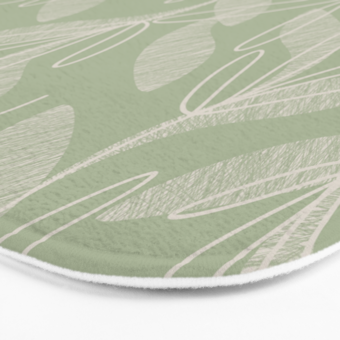 Retro Botanical Pattern Sage Green Bath Mat Gallery Image 3