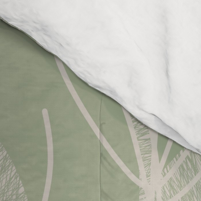 Retro Botanical Pattern Sage Green Comforter Gallery Image 4