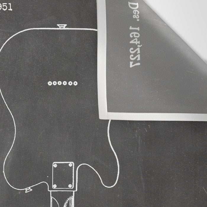 Electric Guitar Patent - Guitar Player Art - Black Chalkboard Wall Tapestry Gallery Image 3