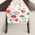 Vintage Christmas baubles white background Table Runner Gallery Image 1