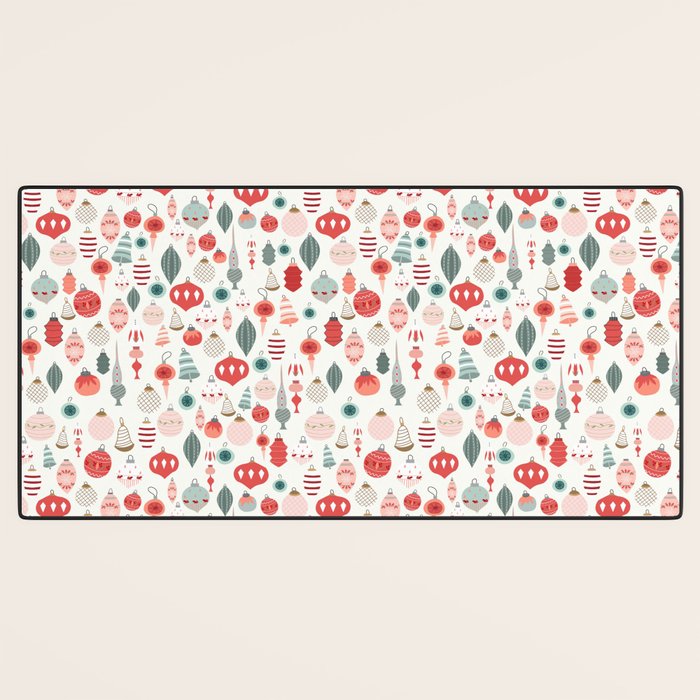 Vintage Christmas baubles white background Desk Mat Gallery Image 3