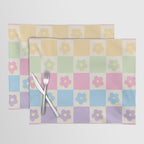 Checkered Flower Power Danish Pastel Rainbow Tones Placemat Gallery Image 1