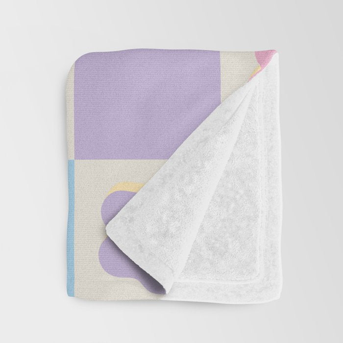 Checkered Flower Power Danish Pastel Rainbow Tones Throw Blanket Gallery Image 3