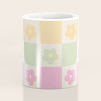 Checkered Flower Power Danish Pastel Rainbow Tones Coffee Mug Gallery Image 4