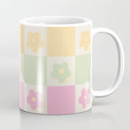 Checkered Flower Power Danish Pastel Rainbow Tones Coffee Mug Gallery Image 1