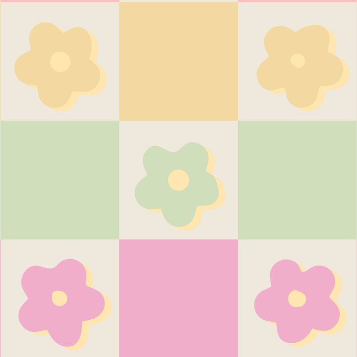 Checkered Flower Power Danish Pastel Rainbow Tones Coffee Mug Gallery Image 2