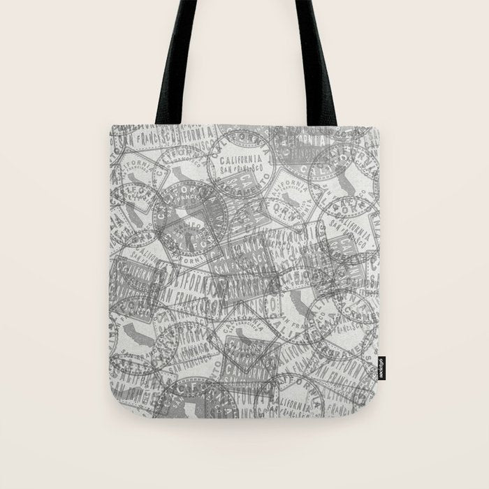 Vintage San Francisco California Travel Stamp Pattern Tote Bag Gallery Image 1