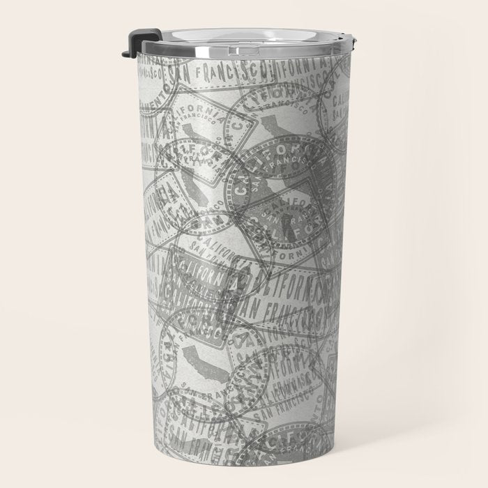 Vintage San Francisco California Travel Stamp Pattern Travel Mug Gallery Image 3
