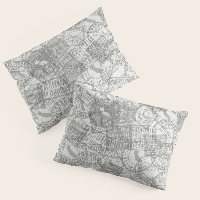 Vintage San Francisco California Travel Stamp Pattern Pillow Sham Gallery Image 1