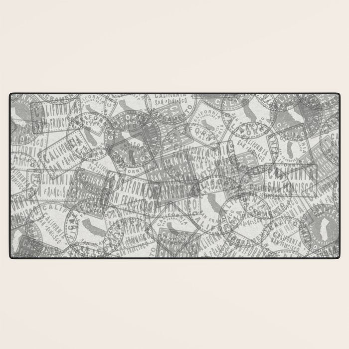 Vintage San Francisco California Travel Stamp Pattern Desk Mat Gallery Image 3