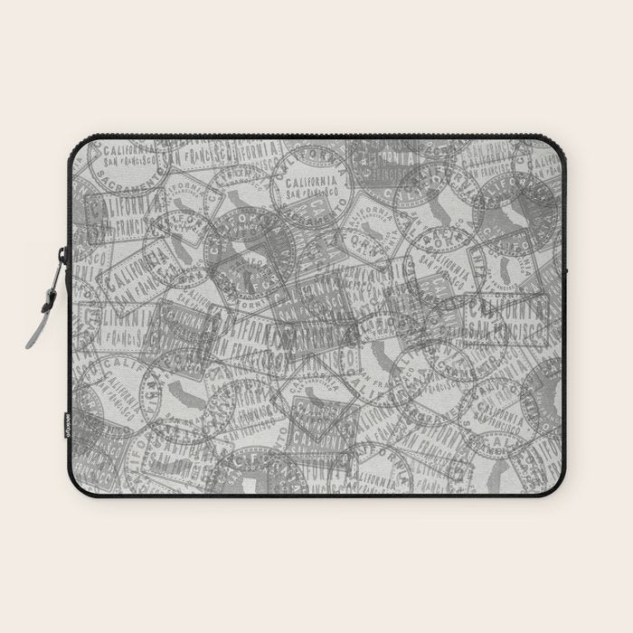 Vintage San Francisco California Travel Stamp Pattern Laptop Sleeve Gallery Image 1