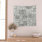 Vintage San Francisco California Travel Stamp Pattern Wall Tapestry Gallery Image 2